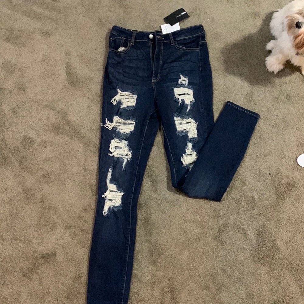 Fashion nova dark wash ripped jeans